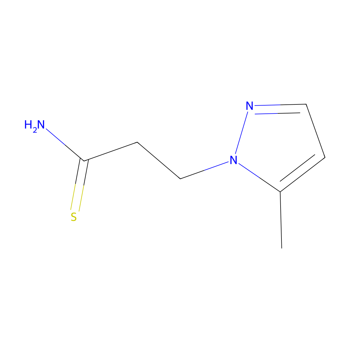 3-(5-methyl-1H-pyrazol-1-yl)propanethioamide molecular structure, CAS 1006460-98-5
