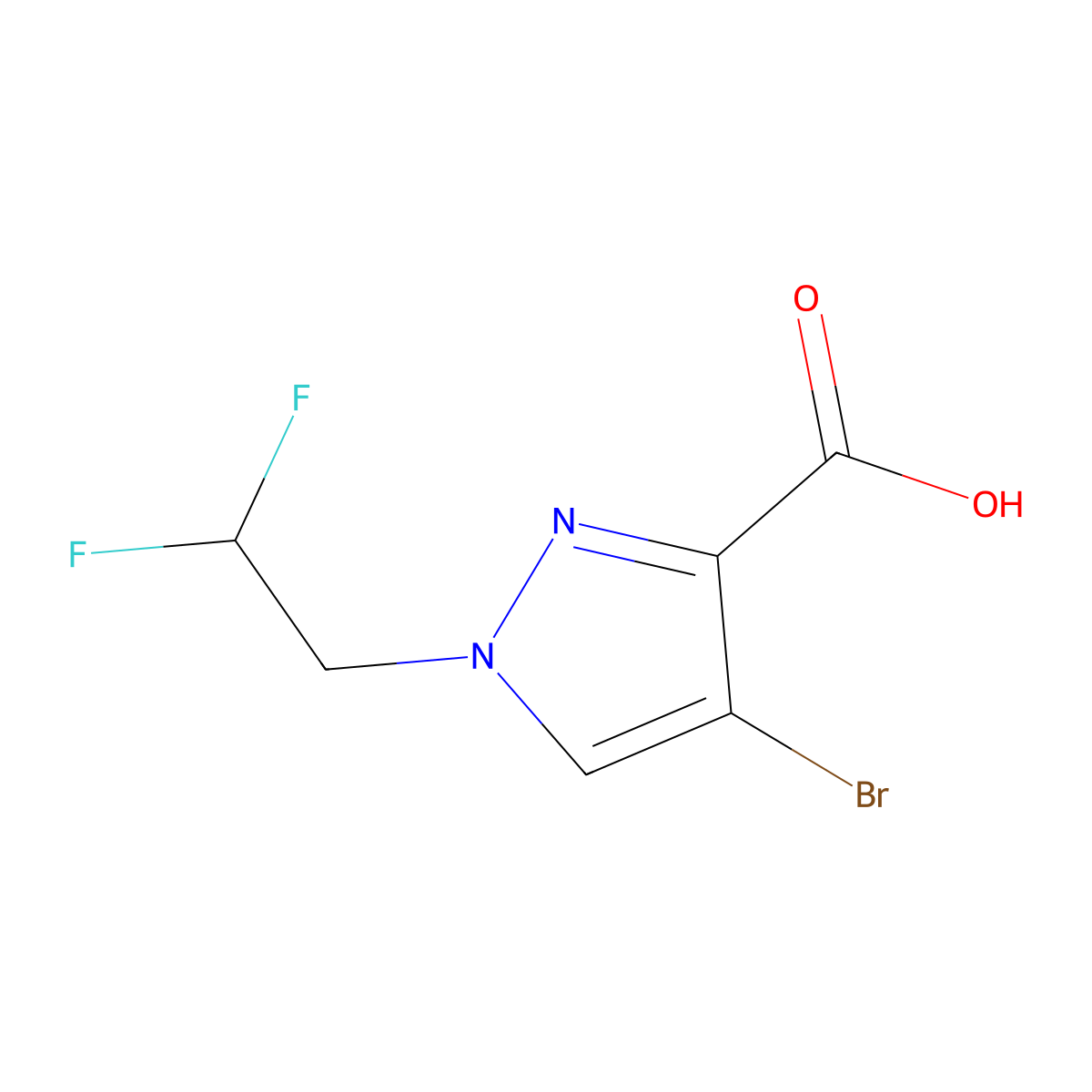 4-Bromo-1-(2,2-difluoroethyl)-1H-pyrazole-3-carboxylic acid molecular structure, CAS 1006462-05-0