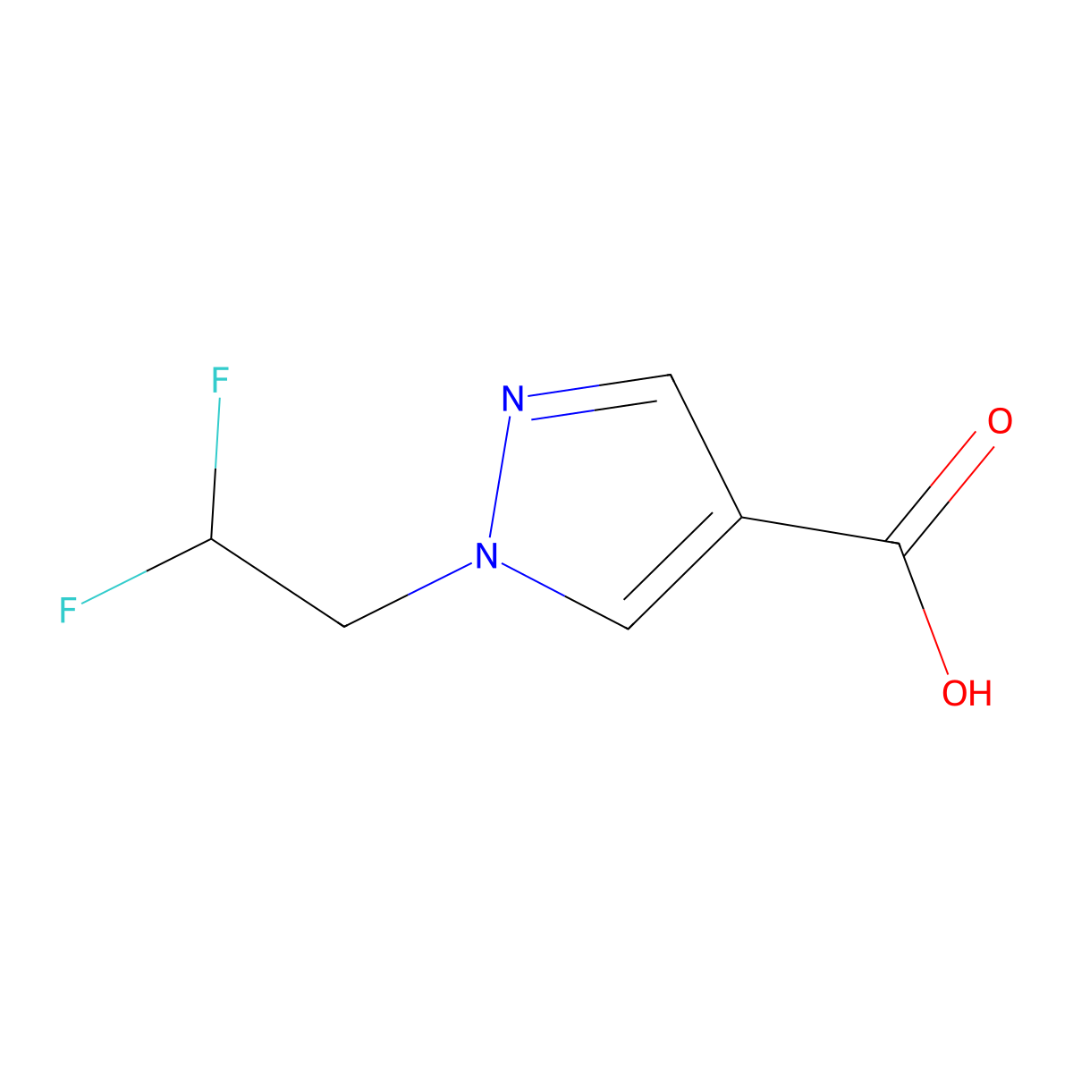 1-(2,2-difluoroethyl)-1H-pyrazole-4-carboxylic acid molecular structure, CAS 1006462-20-9