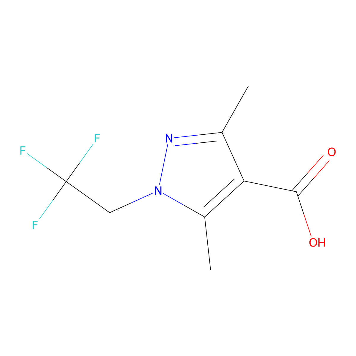 3,5-Dimethyl-1-(2,2,2-trifluoroethyl)-1H-pyrazole-4-carboxylic acid molecular structure, CAS 1006462-32-3
