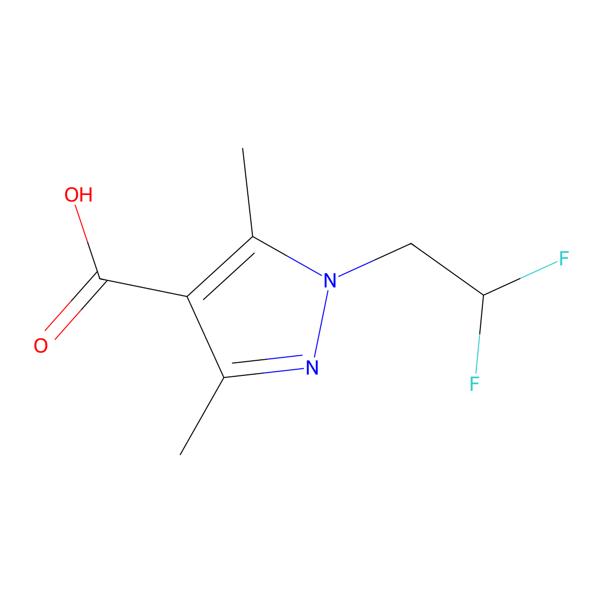 1-(2,2-difluoroethyl)-3,5-dimethyl-1H-pyrazole-4-carboxylic acid molecular structure, CAS 1006462-35-6