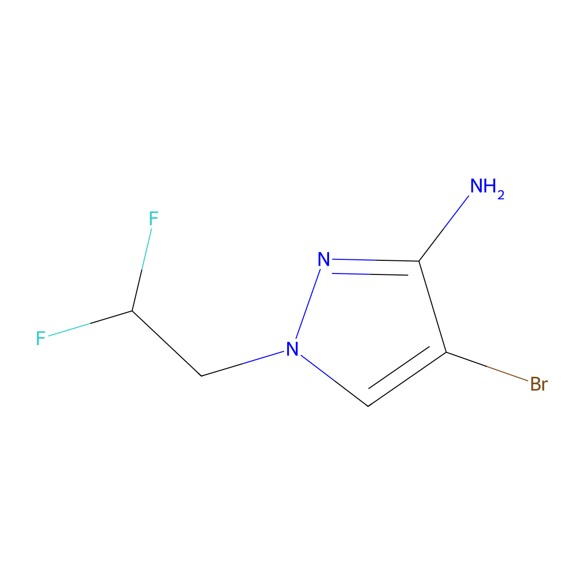 4-Bromo-1-(2,2-difluoroethyl)-1H-pyrazol-3-amine molecular structure, CAS 1006462-46-9