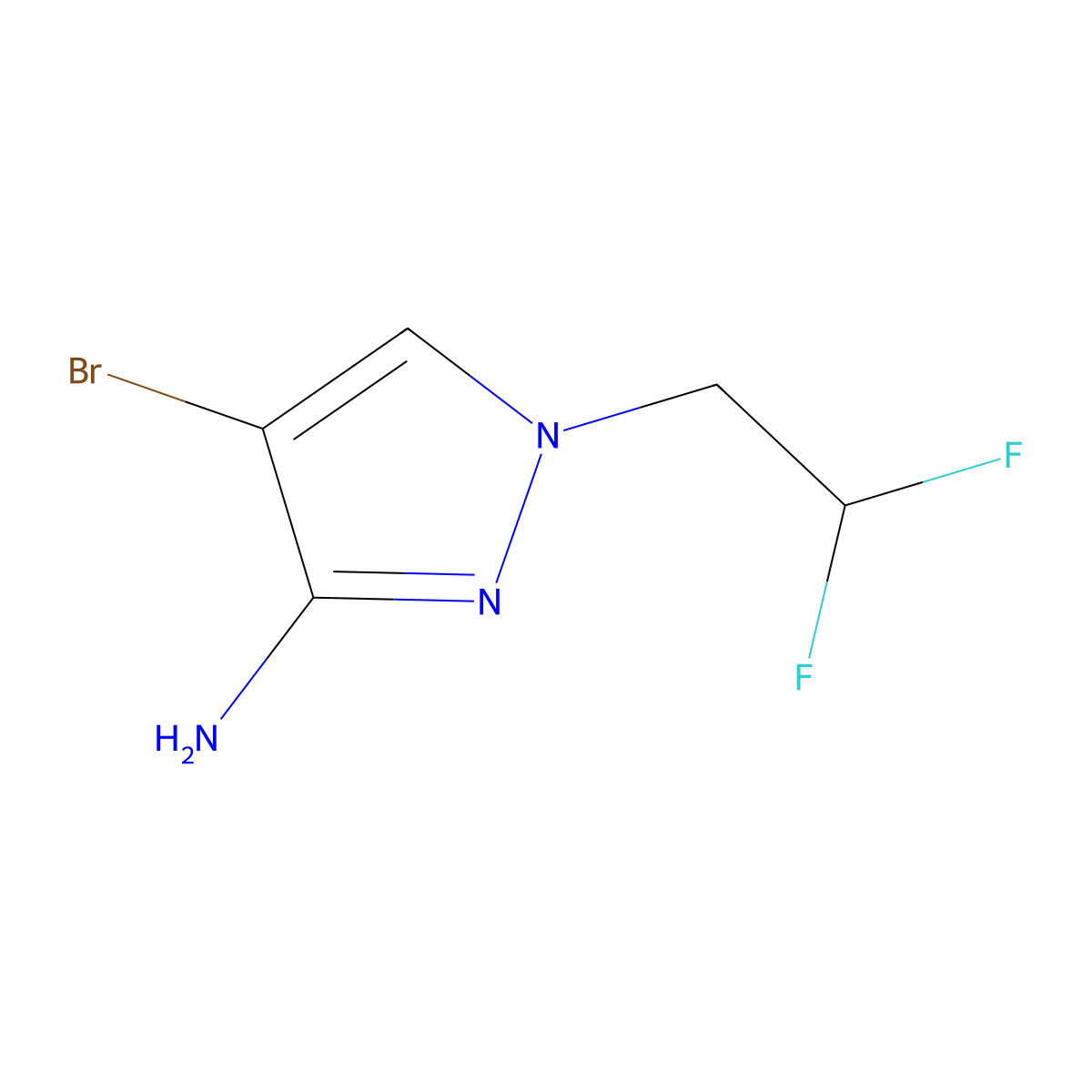 4-Bromo-1-(2,2-difluoroethyl)-1H-pyrazol-3-amine molecular structure, CAS 1006462-46-9