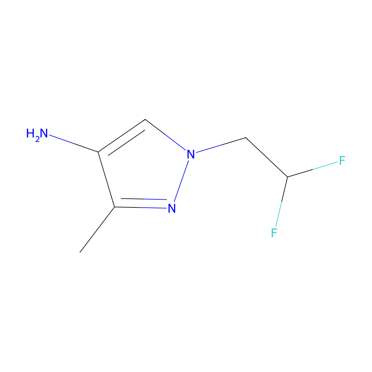 1-(2,2-Difluoroethyl)-3-methyl-1H-pyrazol-4-amine molecular structure, CAS 1006462-68-5