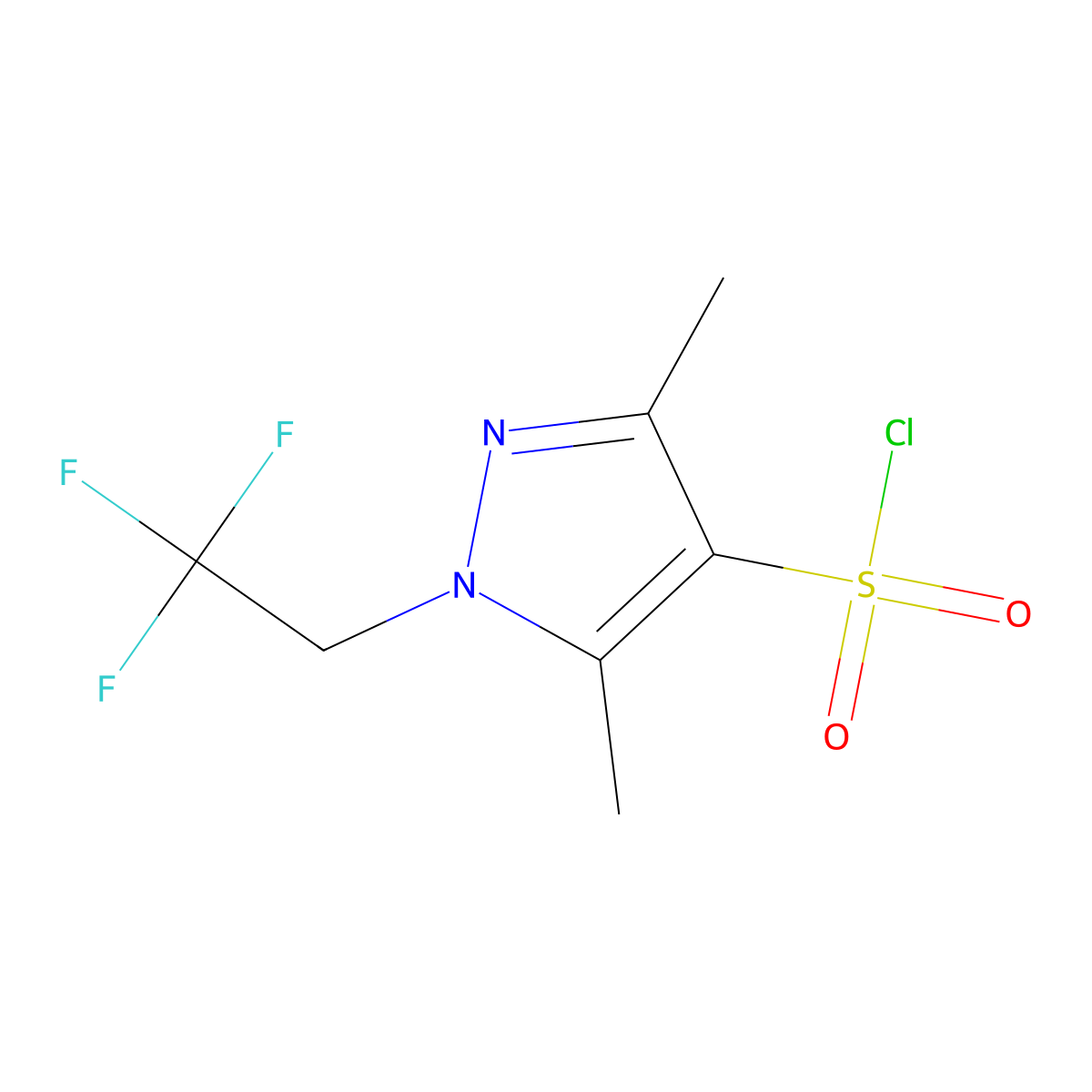 3,5-dimethyl-1-(2,2,2-trifluoroethyl)-1H-pyrazole-4-sulfonyl chloride molecular structure, CAS 1006462-90-3