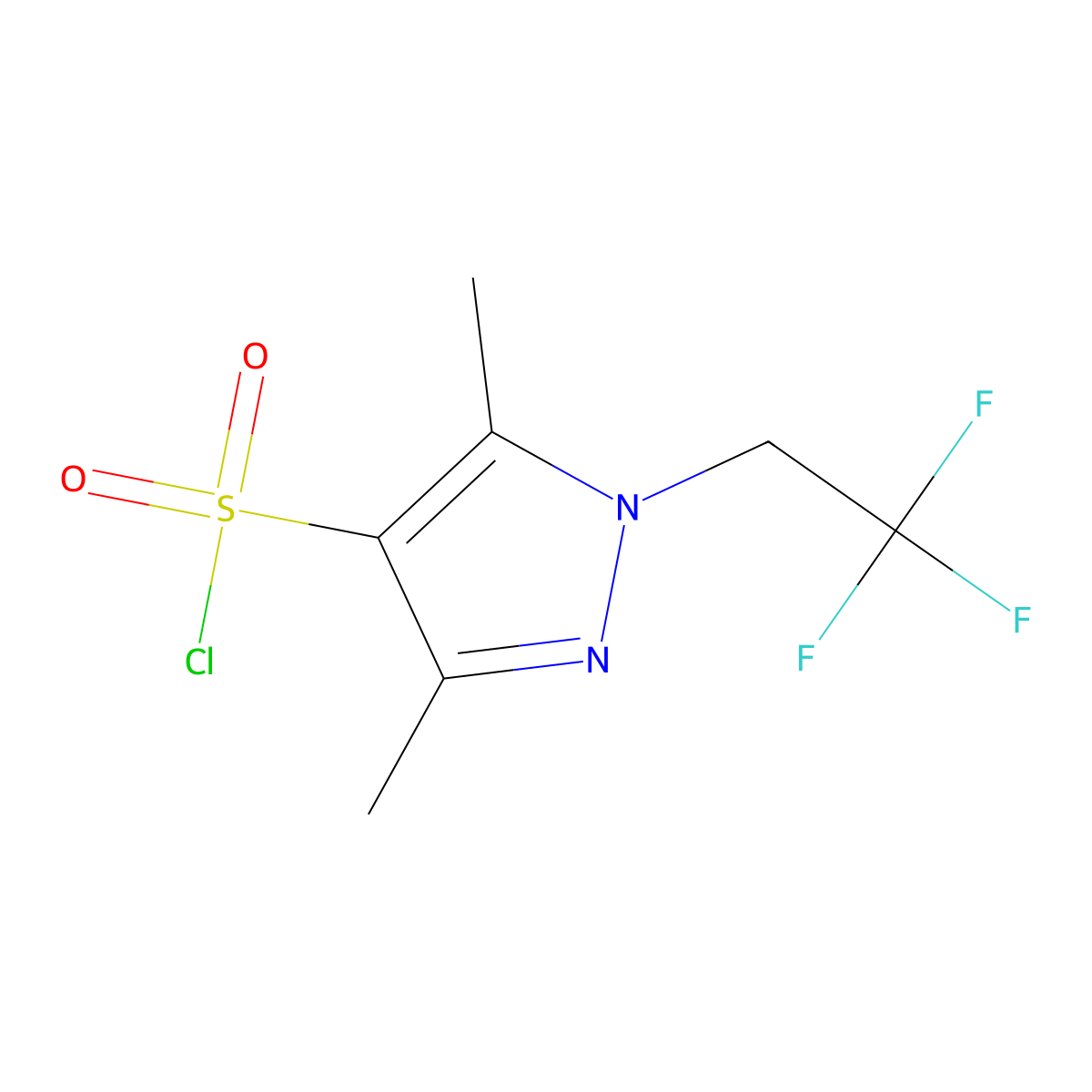3,5-dimethyl-1-(2,2,2-trifluoroethyl)-1H-pyrazole-4-sulfonyl chloride molecular structure, CAS 1006462-90-3