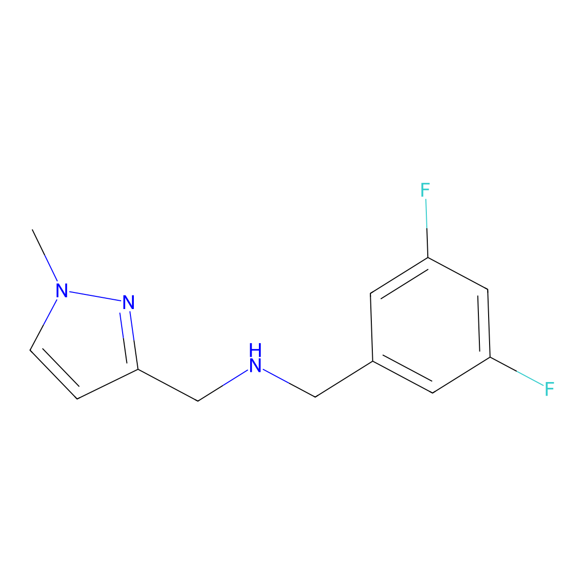 [(3,5-difluorophenyl)methyl][(1-methyl-1H-pyrazol-3-yl)methyl]amine molecular structure, CAS 1006463-32-6