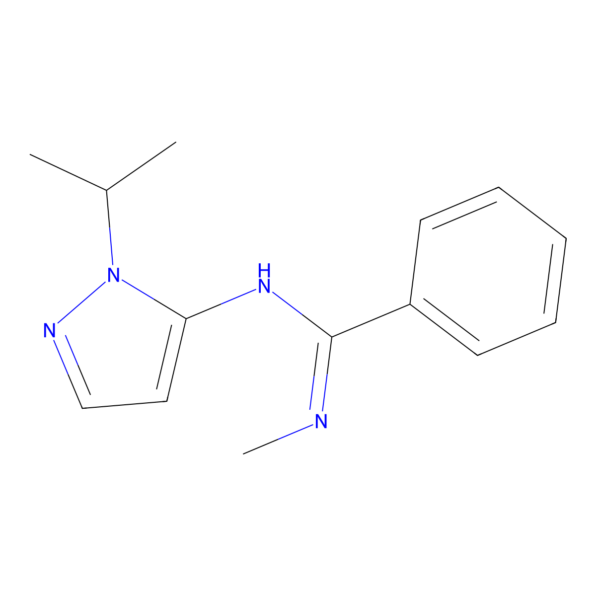 N-methyl-N'-[1-(propan-2-yl)-1H-pyrazol-5-yl]benzenecarboximidamide molecular structure, CAS 1006463-43-9