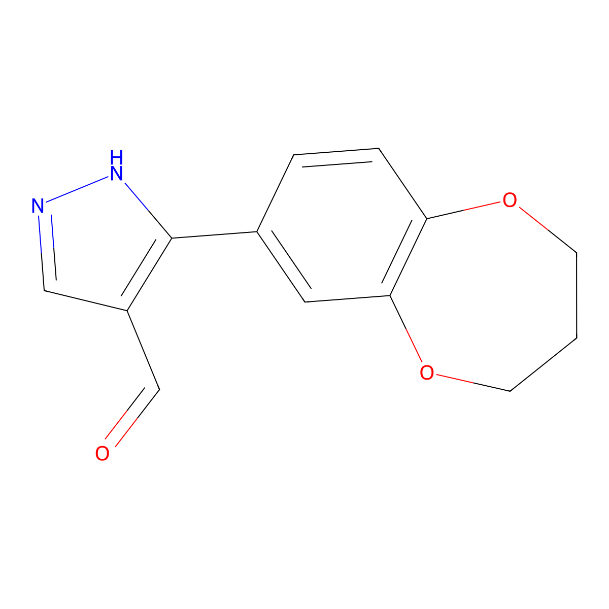 3-(3,4-dihydro-2H-1,5-benzodioxepin-7-yl)-1H-pyrazole-4-carbaldehyde molecular structure, CAS 1006463-84-8