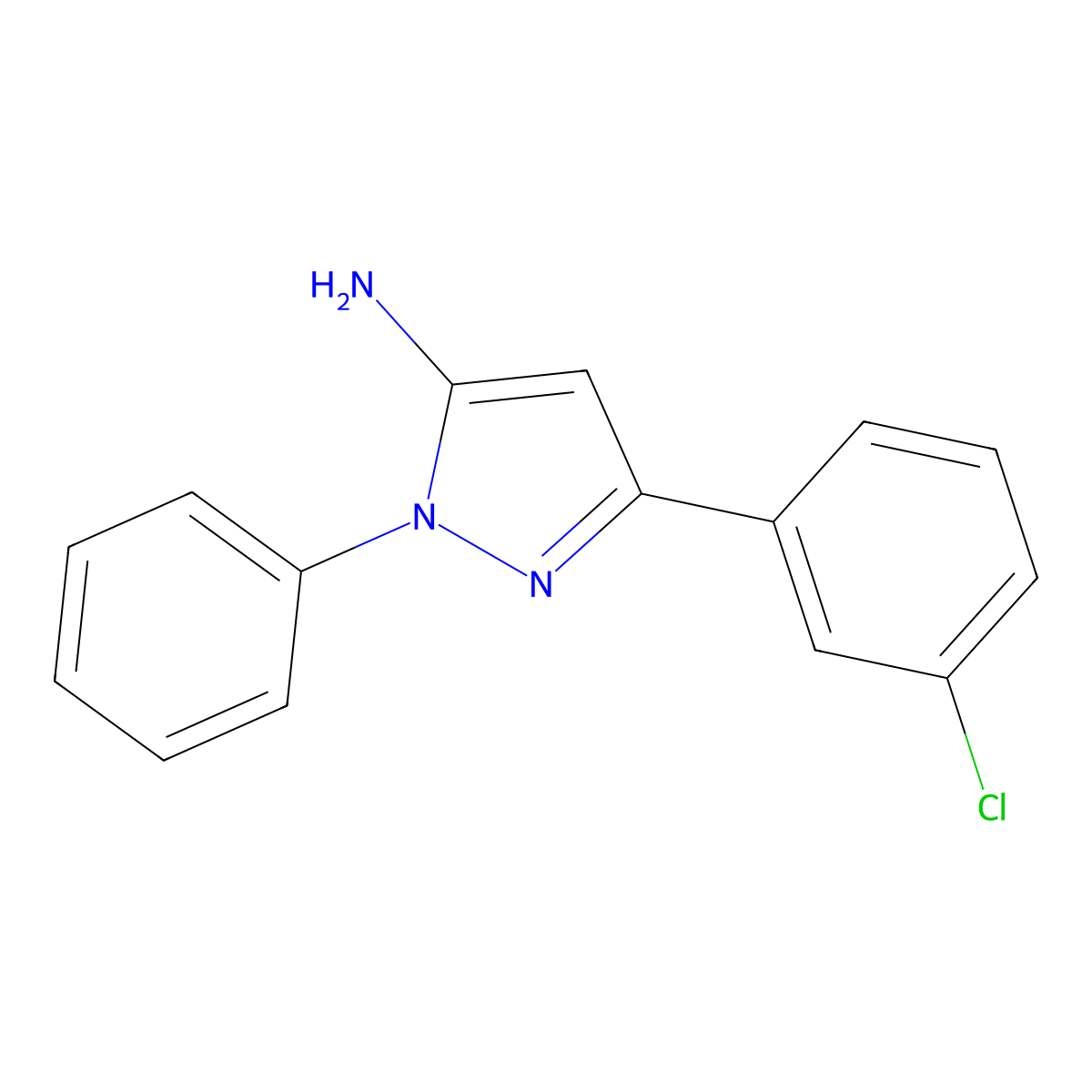 3-(3-chlorophenyl)-1-phenyl-1H-pyrazol-5-amine molecular structure, CAS 1006463-99-5