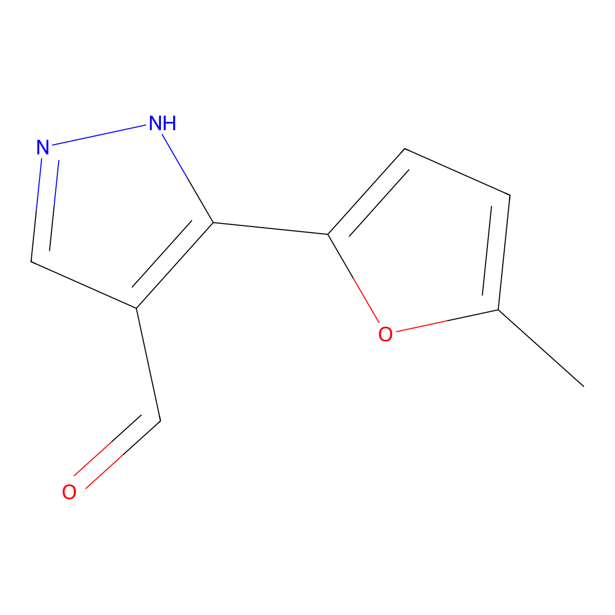 3-(5-methylfuran-2-yl)-1H-pyrazole-4-carbaldehyde molecular structure, CAS 1006464-09-0