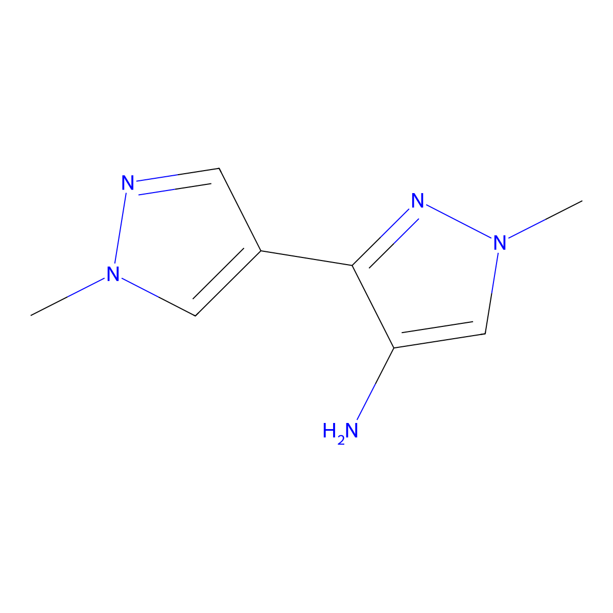 1-methyl-3-(1-methyl-1H-pyrazol-4-yl)-1H-pyrazol-4-amine molecular structure, CAS 1006464-13-6