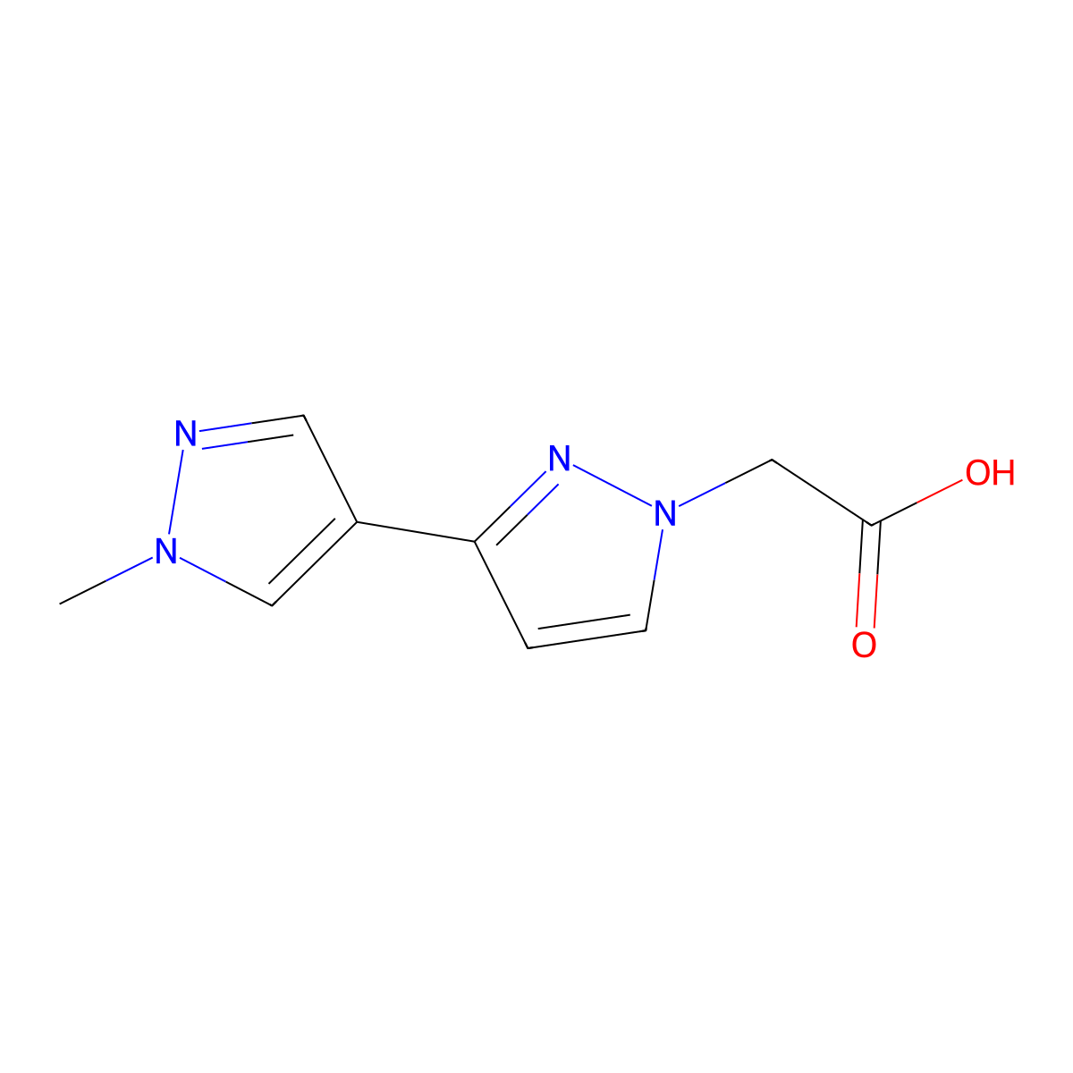 (1'-methyl-1H,1'H-3,4'-bipyrazol-1-yl)acetic acid molecular structure, CAS 1006464-16-9