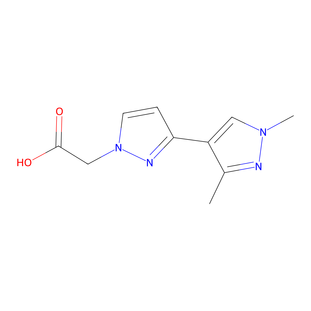 2-[3-(1,3-Dimethylpyrazol-4-yl)pyrazolyl]acetic acid molecular structure, CAS 1006464-37-4
