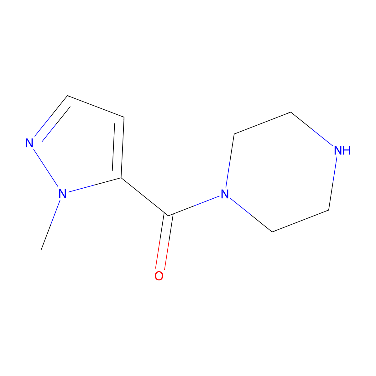 1-(1-methyl-1H-pyrazole-5-carbonyl)piperazine molecular structure, CAS 1006464-84-1