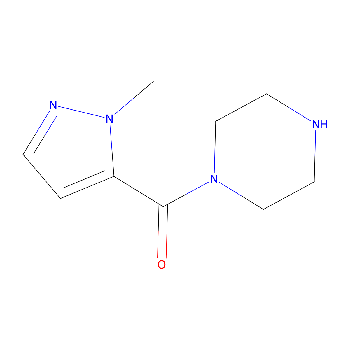 1-(1-methyl-1H-pyrazole-5-carbonyl)piperazine molecular structure, CAS 1006464-84-1
