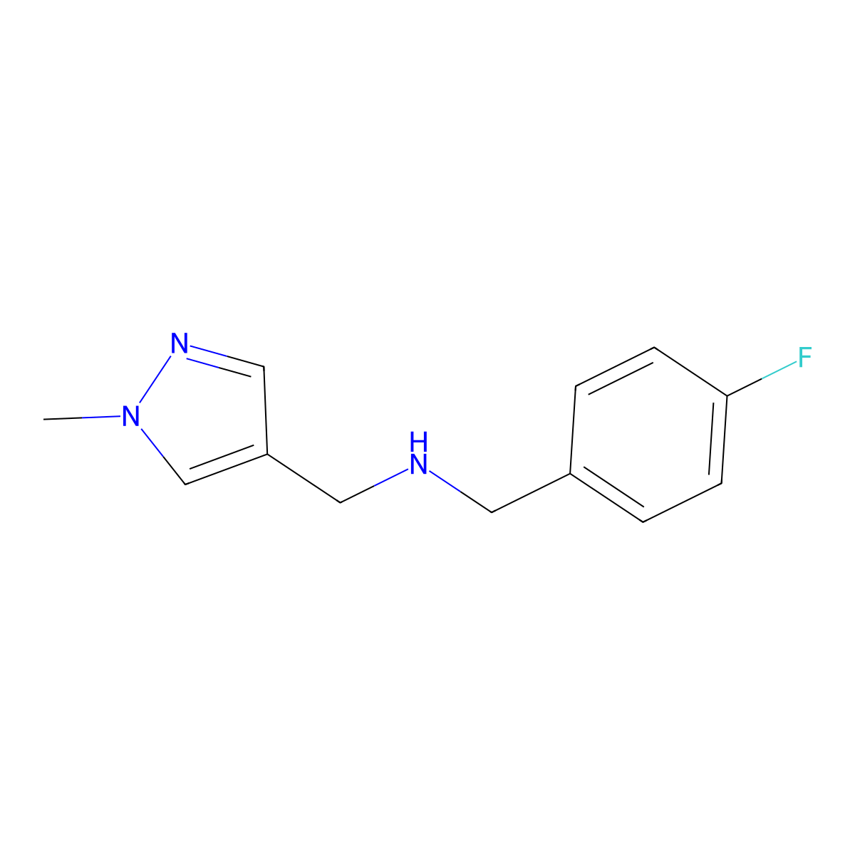 N-(4-Fluorobenzyl)-1-(1-methyl-1H-pyrazol-4-yl)methanamine molecular structure, CAS 1006464-87-4