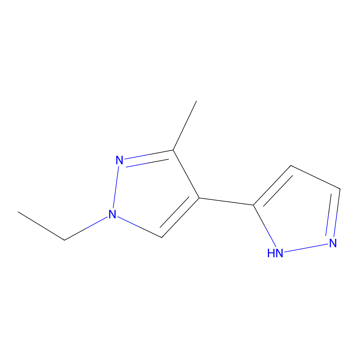 1'-Ethyl-3'-methyl-1'H,2H-3,4'-bipyrazole molecular structure, CAS 1006464-91-0