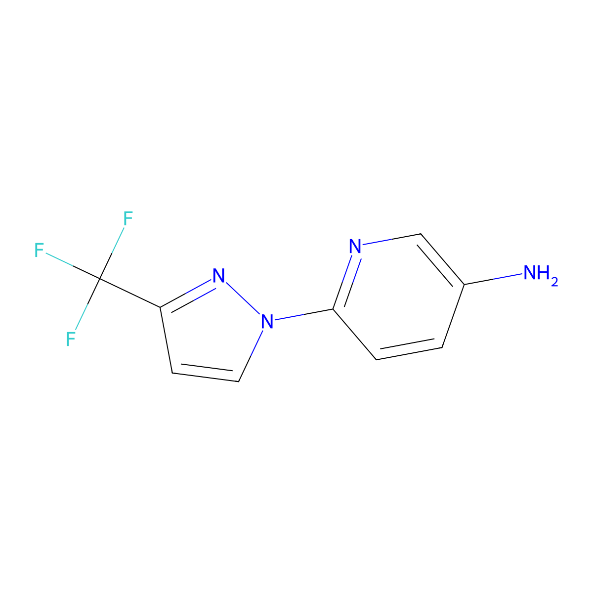 6-(3-(Trifluoromethyl)-1H-pyrazol-1-yl)pyridin-3-amine molecular structure, CAS 1006464-92-1