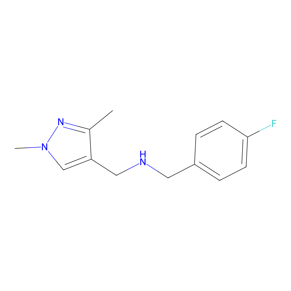 1-(1,3-dimethyl-1H-pyrazol-4-yl)-N-(4-fluorobenzyl)methanamine molecular structure, CAS 1006464-99-8