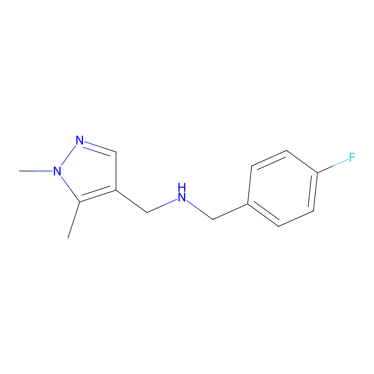 1-(1,5-dimethyl-1H-pyrazol-4-yl)-N-(4-fluorobenzyl)methanamine molecular structure, CAS 1006465-11-7
