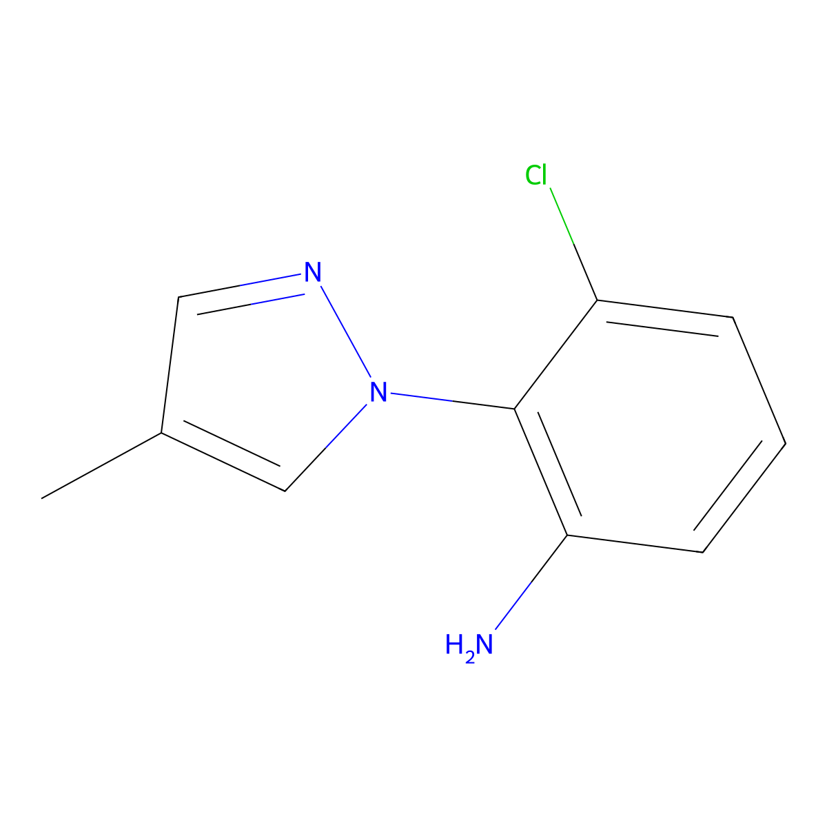 3-chloro-2-(4-methyl-1H-pyrazol-1-yl)aniline molecular structure, CAS 1006465-15-1