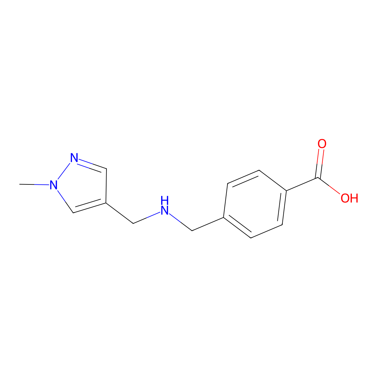4-({[(1-methyl-1H-pyrazol-4-yl)methyl]amino}methyl)benzoic acid molecular structure, CAS 1006465-79-7
