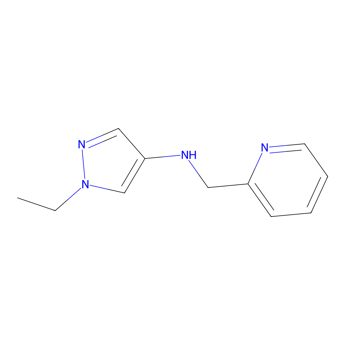 1-Ethyl-N-(pyridin-2-ylmethyl)-1H-pyrazol-4-amine molecular structure, CAS 1006465-80-0