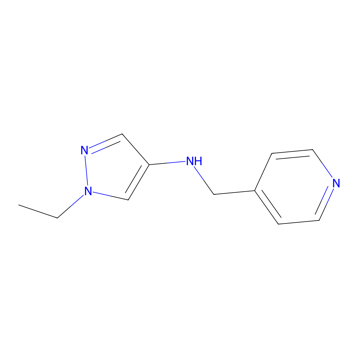 1-Ethyl-N-(pyridin-4-ylmethyl)-1H-pyrazol-4-amine molecular structure, CAS 1006465-83-3