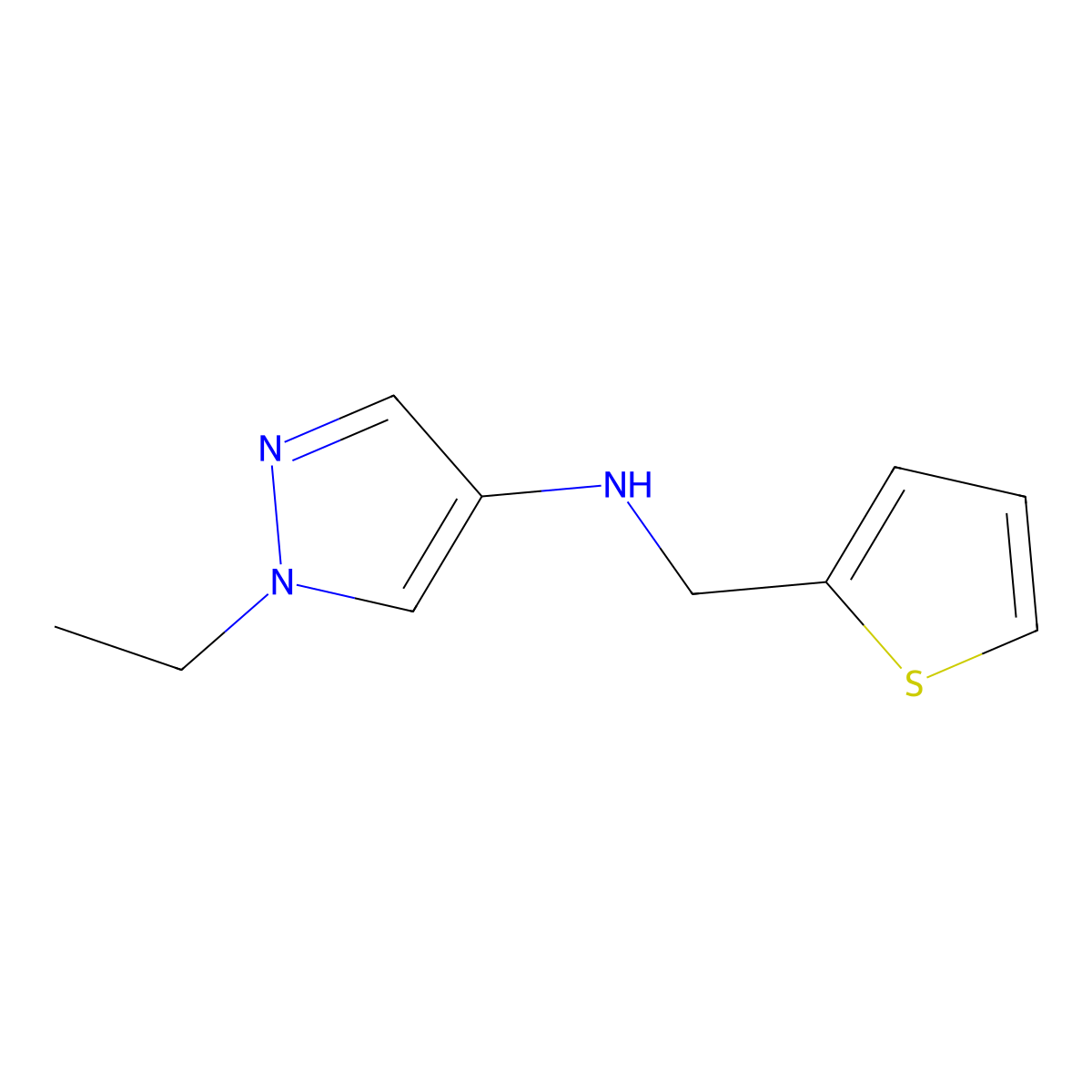 1-ethyl-N-(thiophen-2-ylmethyl)-1H-pyrazol-4-amine molecular structure, CAS 1006465-88-8