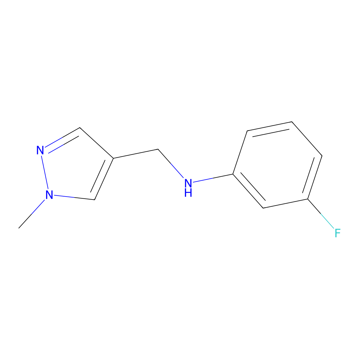 3-fluoro-N-[(1-methyl-1H-pyrazol-4-yl)methyl]aniline molecular structure, CAS 1006466-24-5