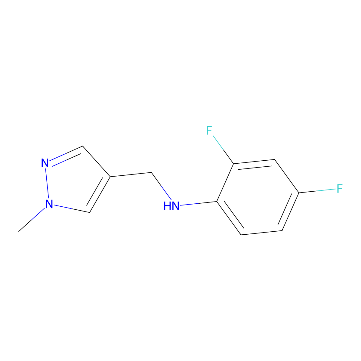 2,4-Difluoro-N-((1-methyl-1h-pyrazol-4-yl)methyl)aniline molecular structure, CAS 1006466-27-8