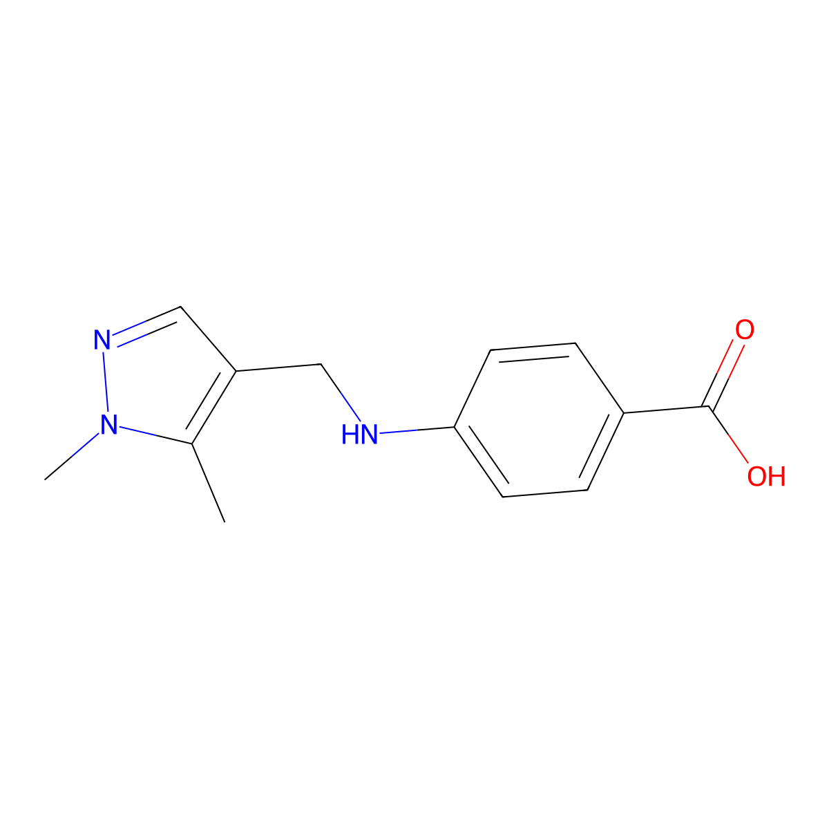 4-{[(1,5-Dimethyl-1H-pyrazol-4-YL)methyl]amino}benzoic acid molecular structure, CAS 1006466-28-9
