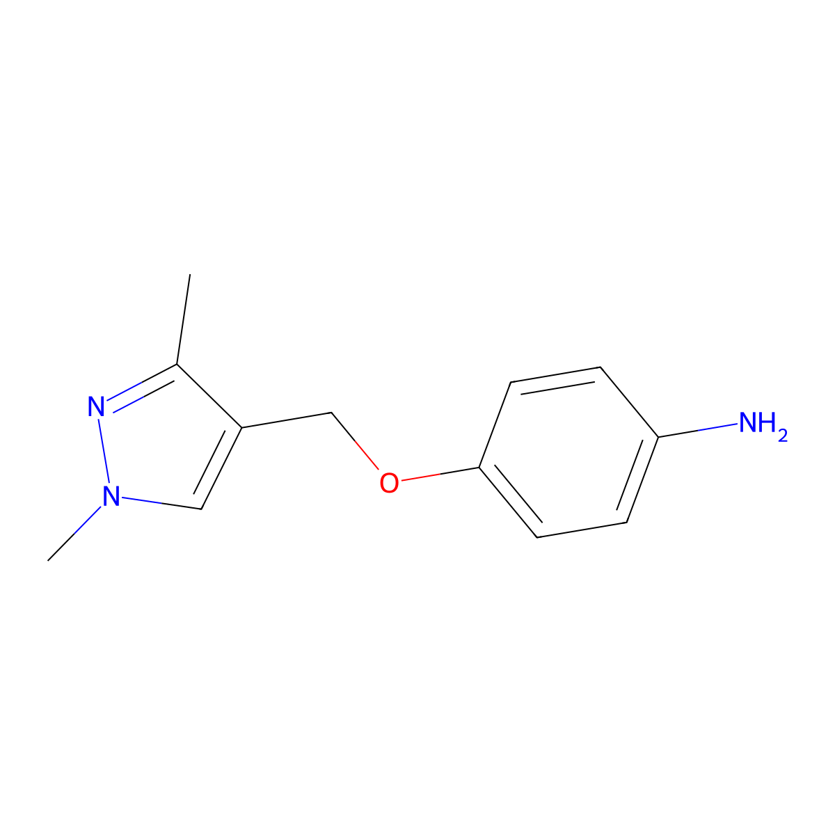 4-((1,3-Dimethyl-1H-pyrazol-4-yl)methoxy)aniline molecular structure, CAS 1006466-99-4