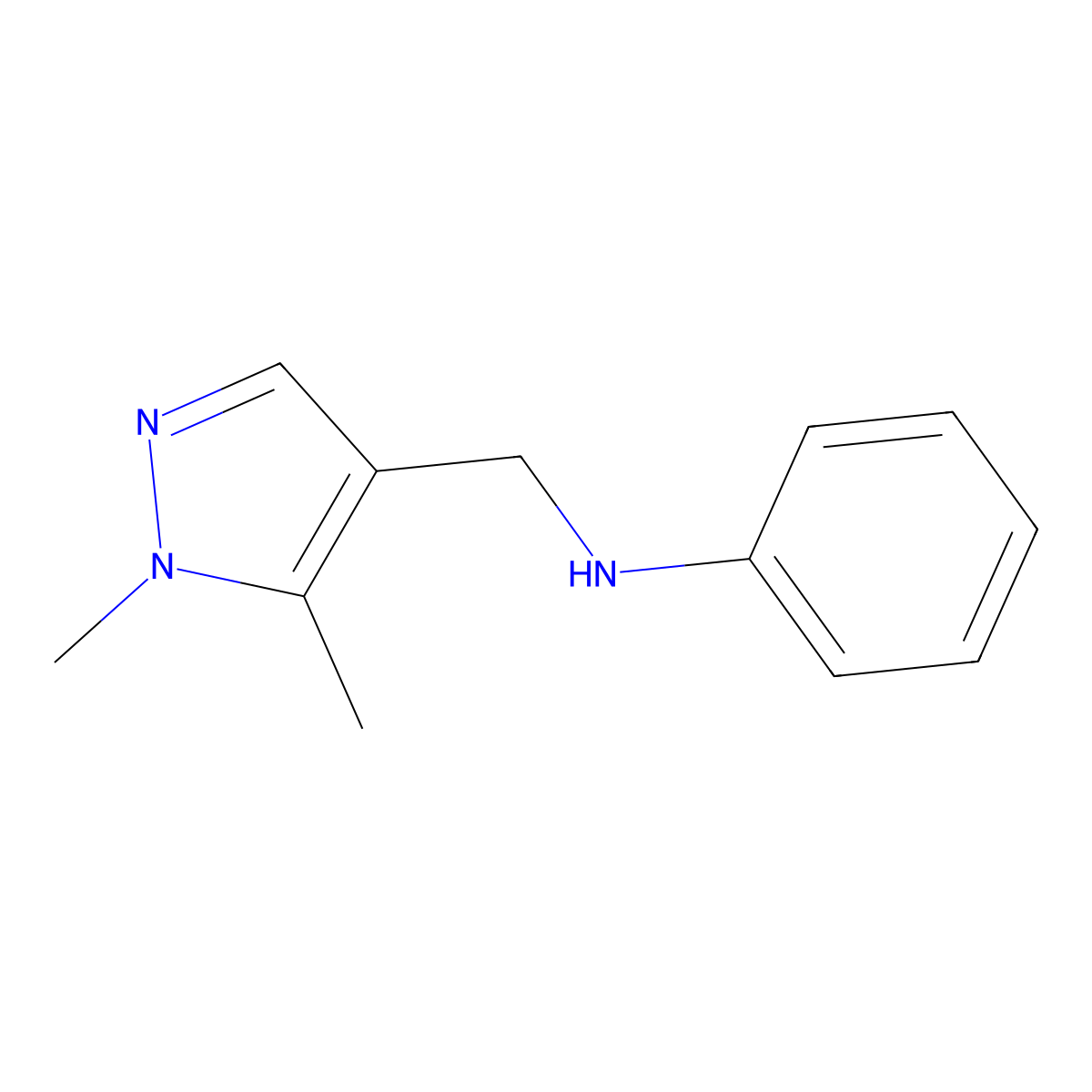 N-[(1,5-Dimethyl-1H-pyrazol-4-yl)methyl]aniline molecular structure, CAS 1006467-05-5