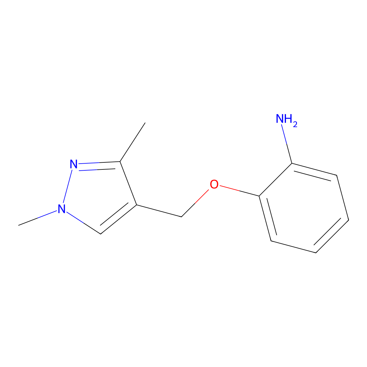 2-[(1,3-dimethyl-1H-pyrazol-4-yl)methoxy]aniline molecular structure, CAS 1006467-29-3