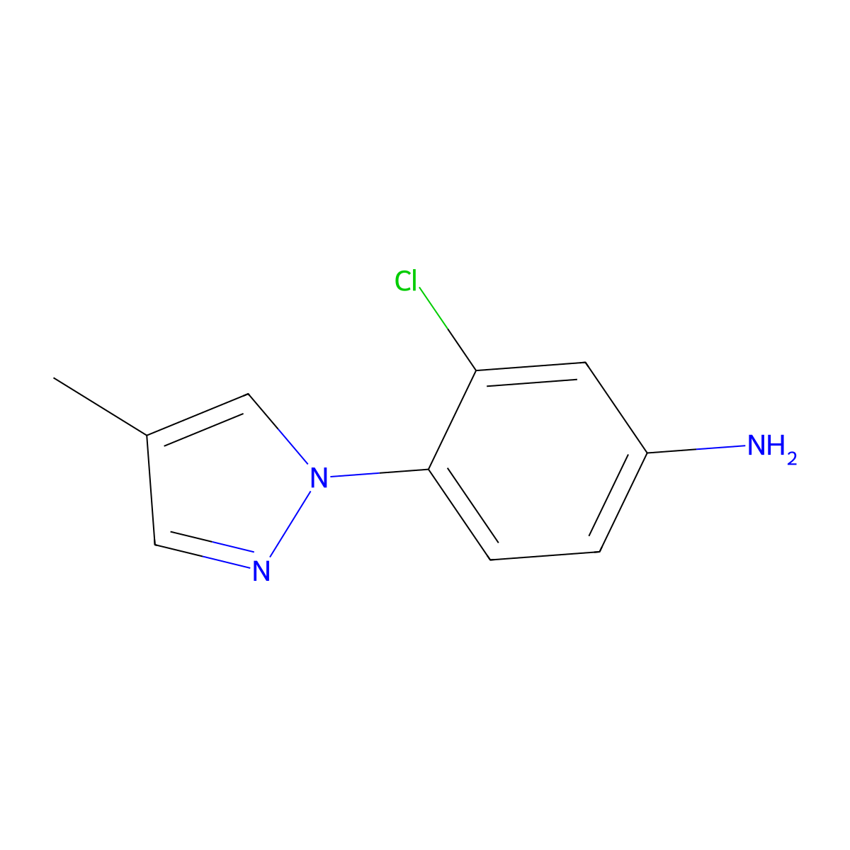 3-chloro-4-(4-methyl-1H-pyrazol-1-yl)aniline molecular structure, CAS 1006467-53-3