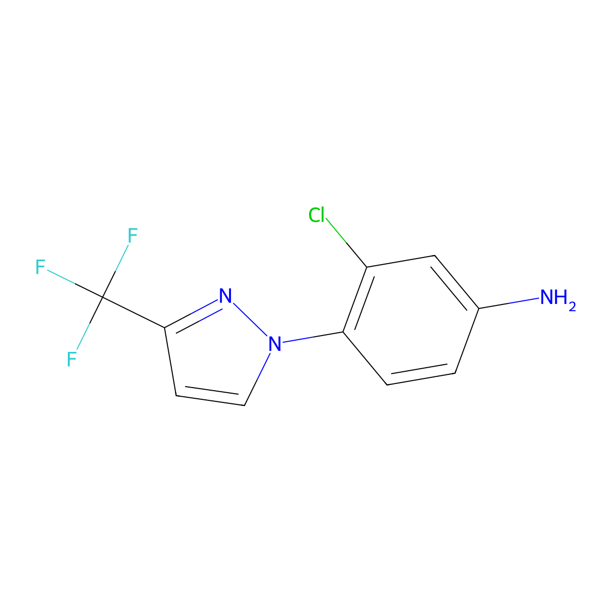 3-chloro-4-[3-(trifluoromethyl)-1H-pyrazol-1-yl]aniline molecular structure, CAS 1006467-61-3