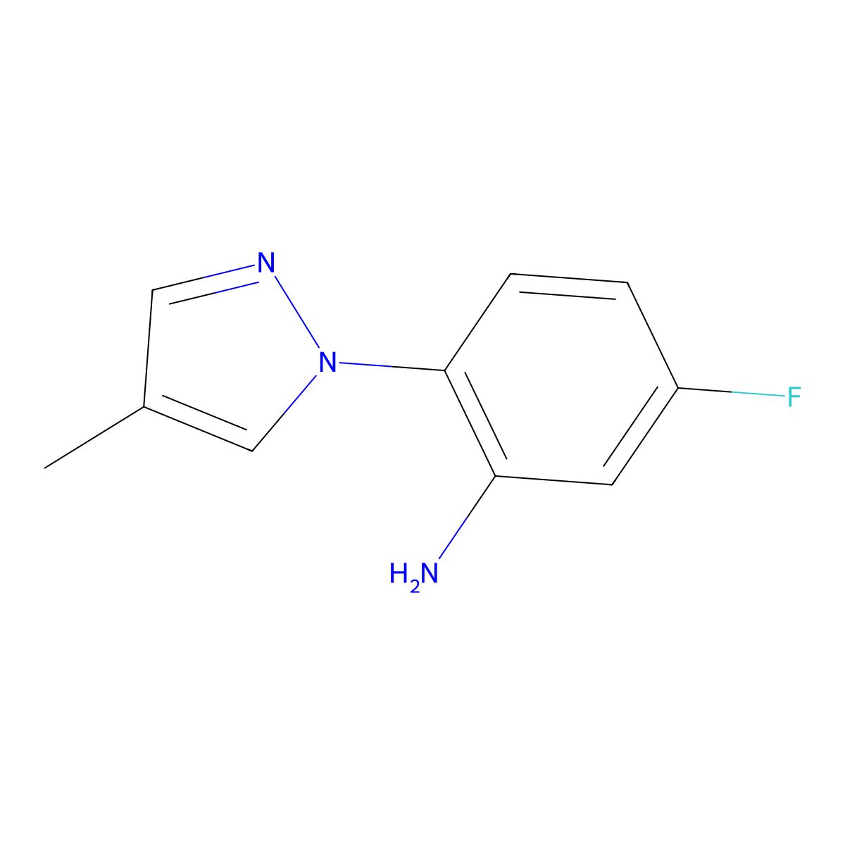 5-fluoro-2-(4-methyl-1H-pyrazol-1-yl)aniline molecular structure, CAS 1006468-17-2