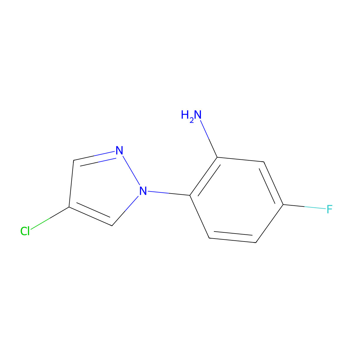 2-(4-chloro-1H-pyrazol-1-yl)-5-fluoroaniline molecular structure, CAS 1006468-20-7