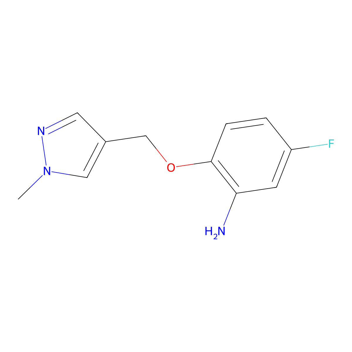 5-fluoro-2-[(1-methyl-1H-pyrazol-4-yl)methoxy]aniline molecular structure, CAS 1006468-29-6