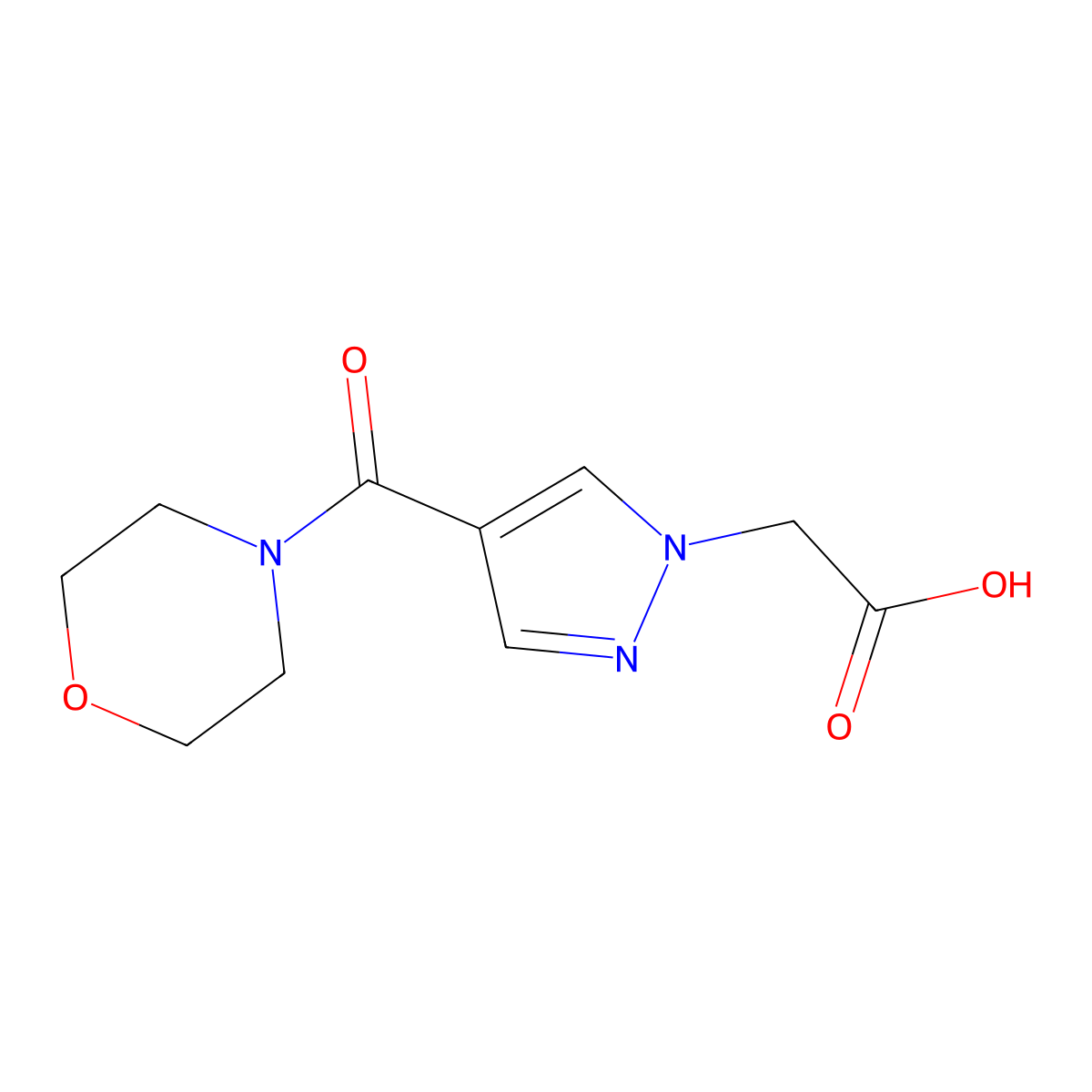 [4-(morpholin-4-ylcarbonyl)-1H-pyrazol-1-yl]acetic acid molecular structure, CAS 1006468-66-1