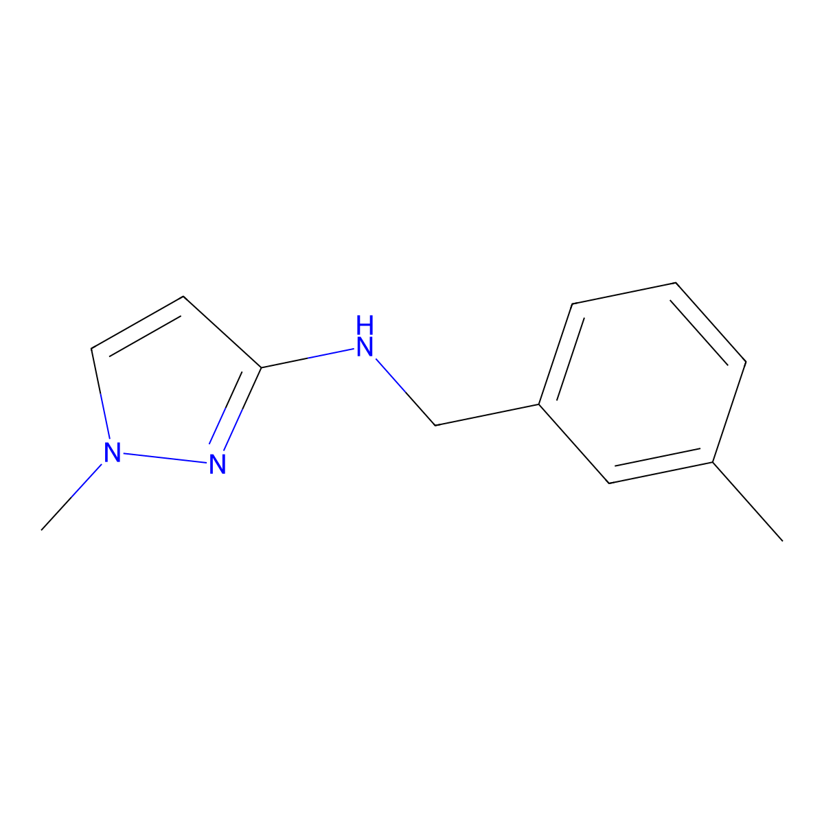 1-Methyl-N-[(3-methylphenyl)methyl]-1H-pyrazol-3-amine molecular structure, CAS 1006469-08-4