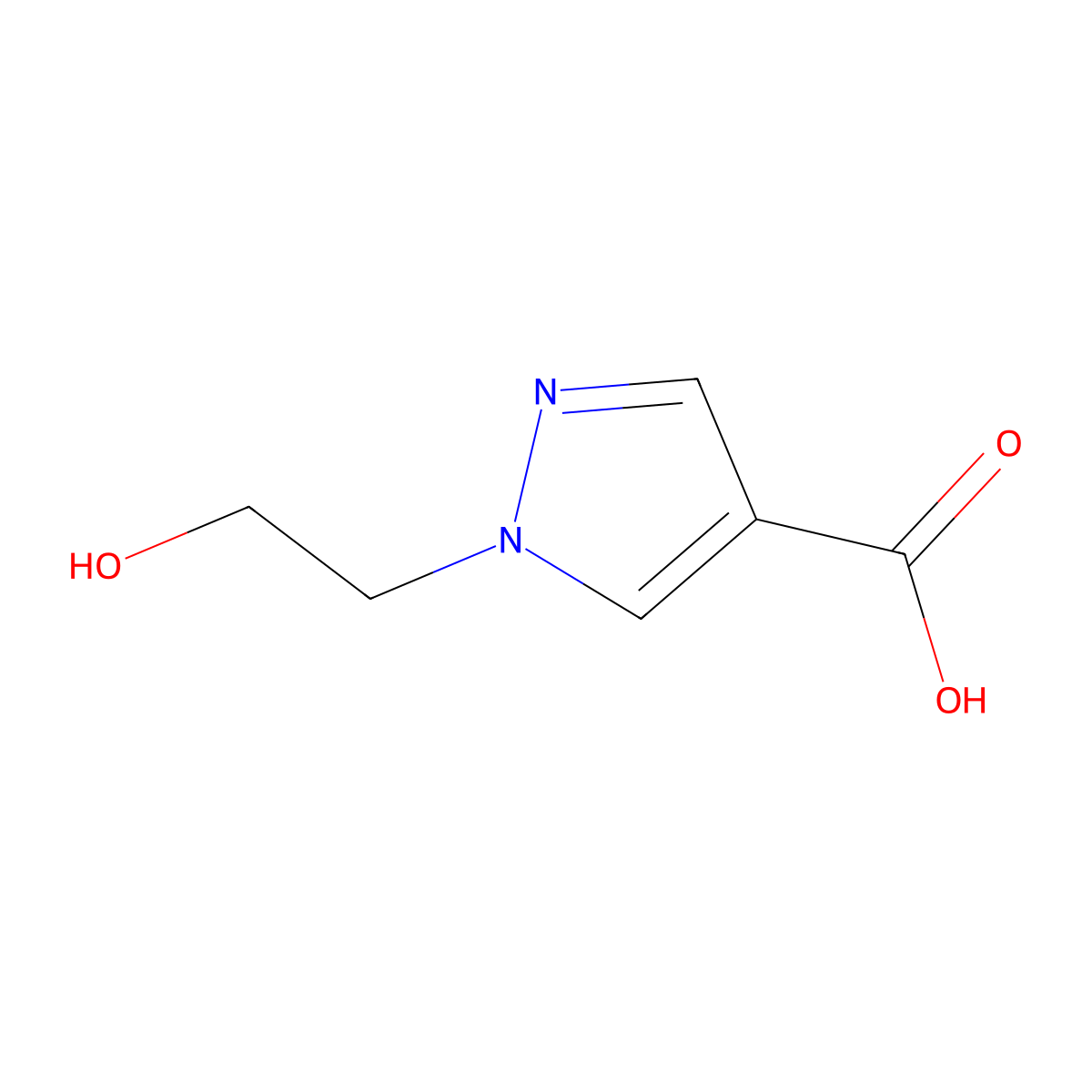1-(2-hydroxyethyl)-1H-pyrazole-4-carboxylic acid molecular structure, CAS 1006469-47-1