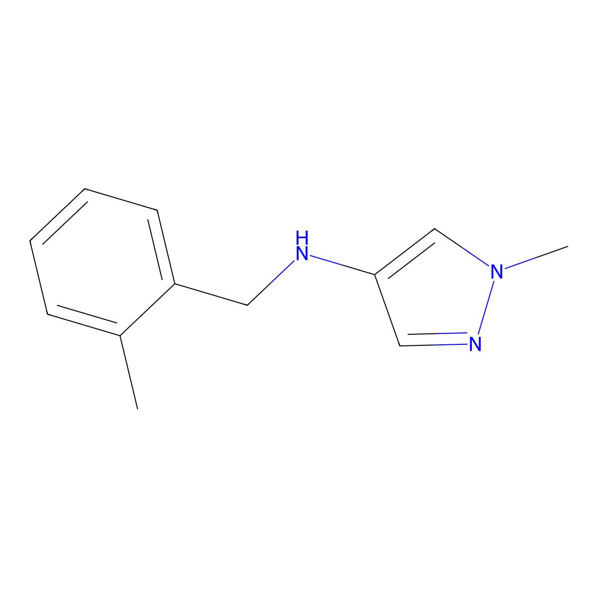1-Methyl-N-[(2-methylphenyl)methyl]-1H-pyrazol-4-amine molecular structure, CAS 1006469-51-7