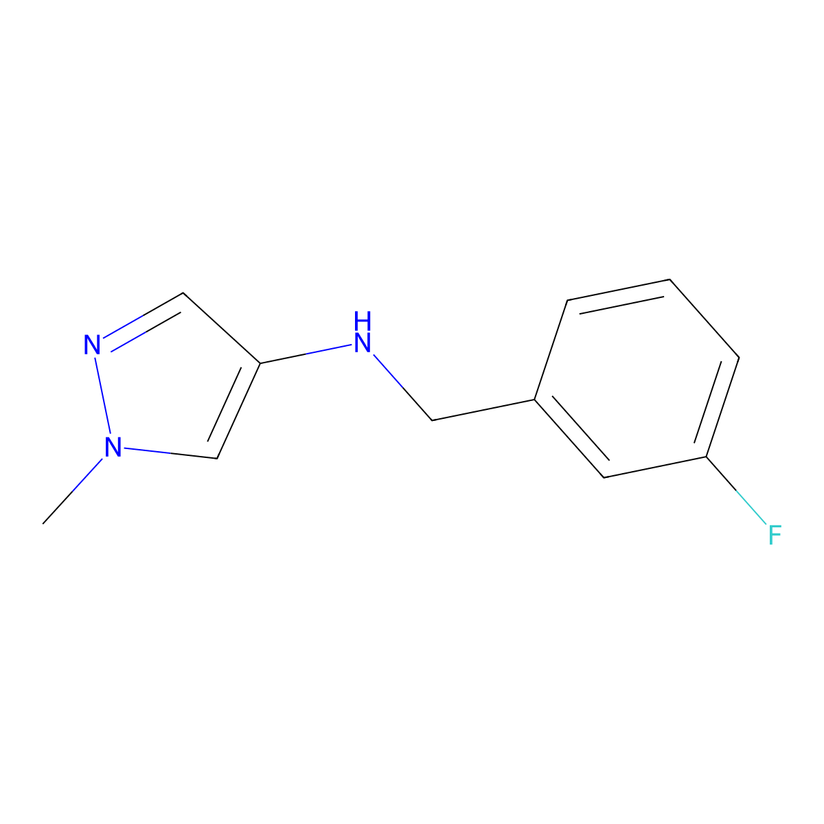 N-(3-Fluorobenzyl)-1-methyl-1H-pyrazol-4-amine molecular structure, CAS 1006469-56-2