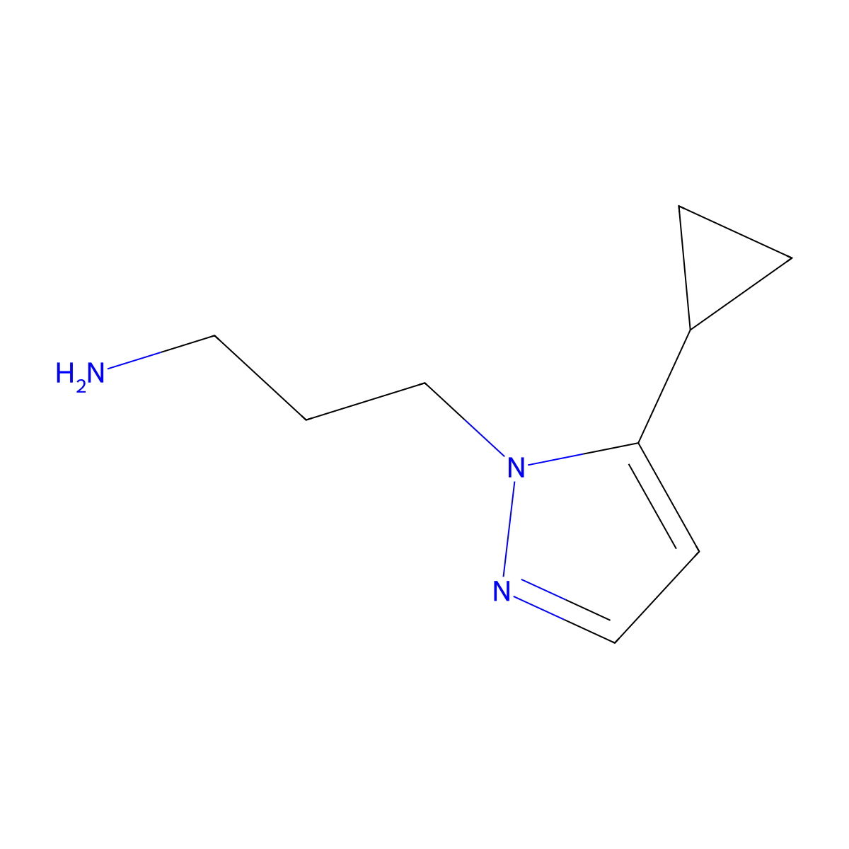 3-(5-cyclopropyl-1H-pyrazol-1-yl)propan-1-amine molecular structure, CAS 1006469-86-8