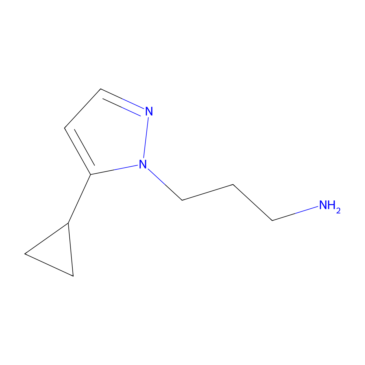 3-(5-cyclopropyl-1H-pyrazol-1-yl)propan-1-amine molecular structure, CAS 1006469-86-8