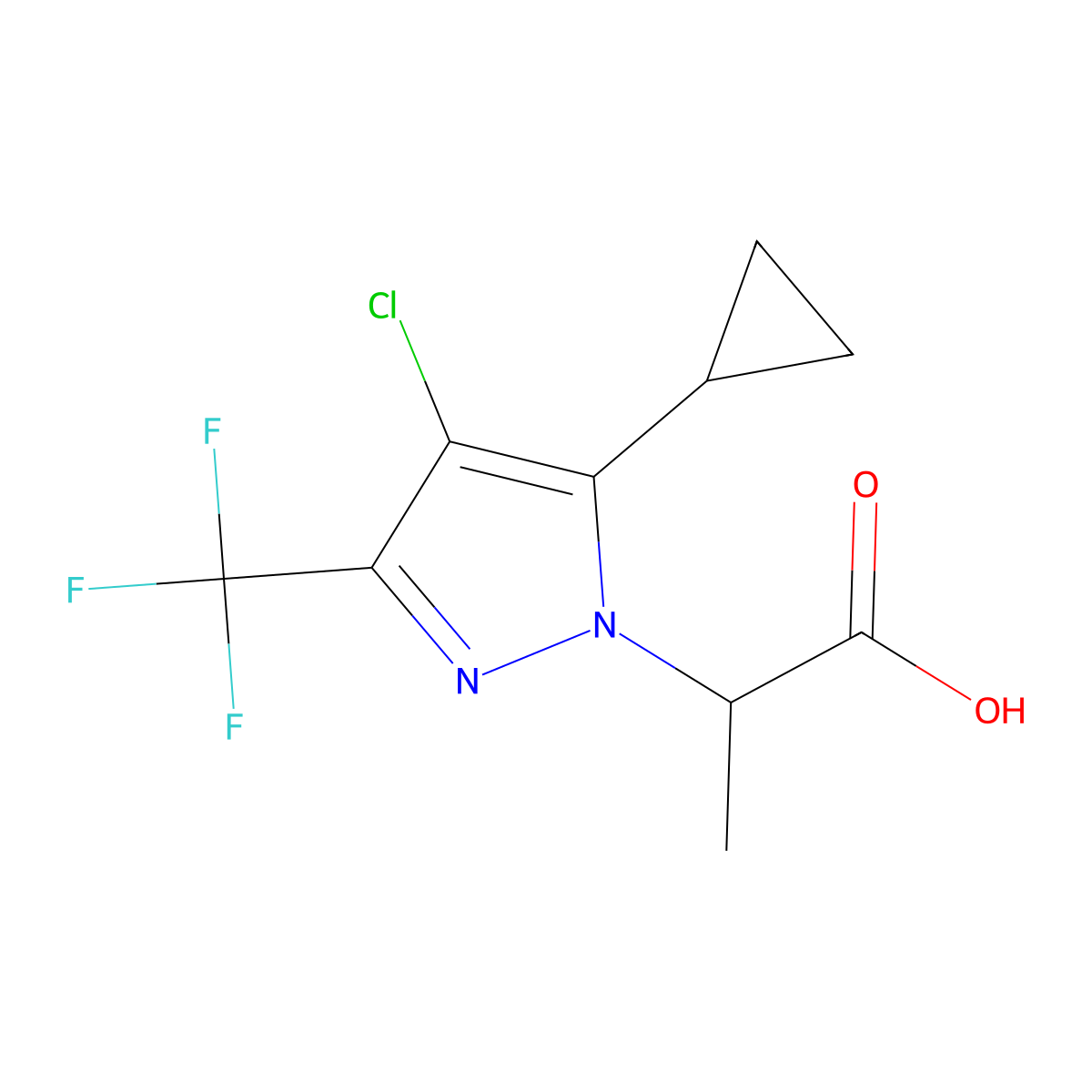 2-[4-chloro-5-cyclopropyl-3-(trifluoromethyl)-1H-pyrazol-1-yl]propanoic acid molecular structure, CAS 1006470-39-8
