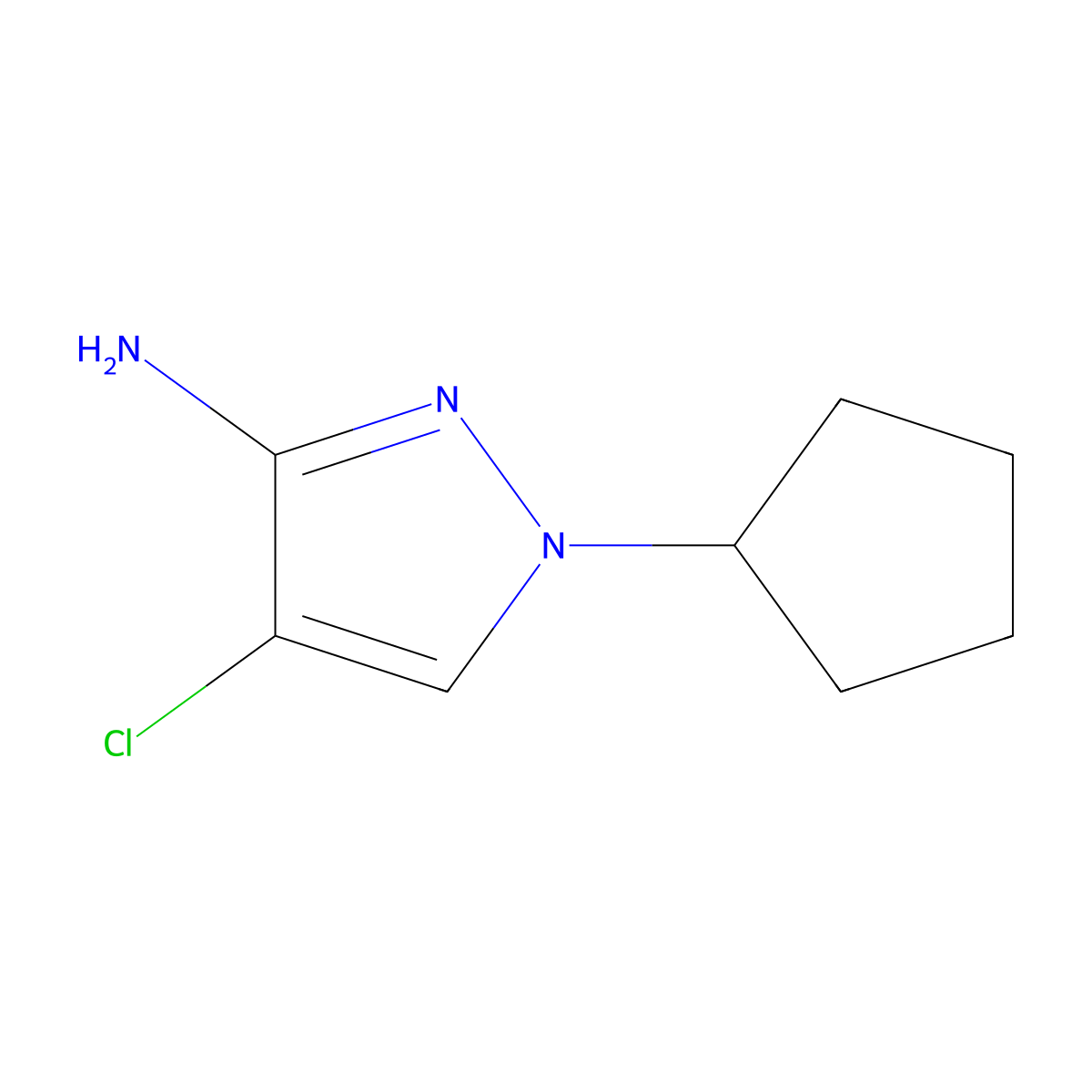 4-Chloro-1-cyclopentyl-1H-pyrazol-3-amine molecular structure, CAS 1006470-49-0